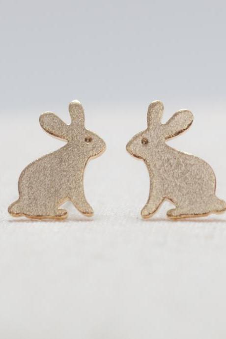 Brushed Bunny Earrings In Gold