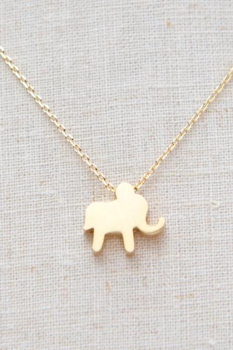 Gold Lucky Elephant Necklace in gold