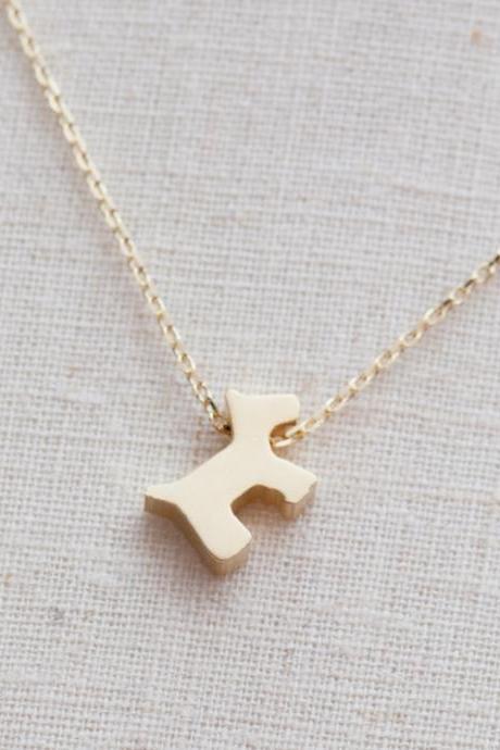 Cute Dog,puppy Necklace In Gold