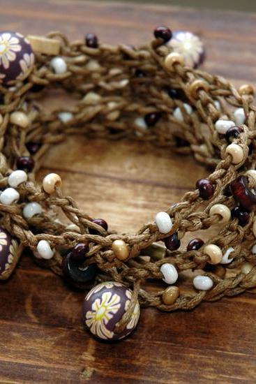Elegant Oriental Wood Ceramic versatile bracelet