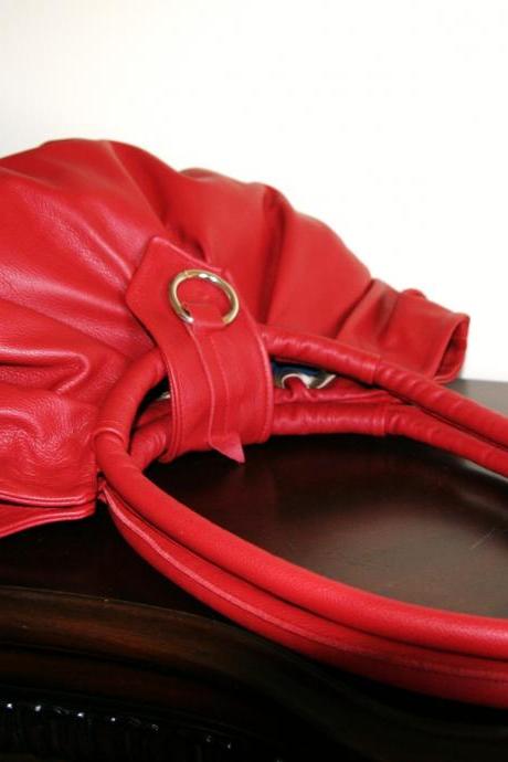 Red pleated leather purse