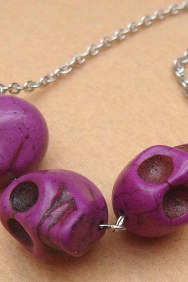 Purple Turquoise Skull Necklace