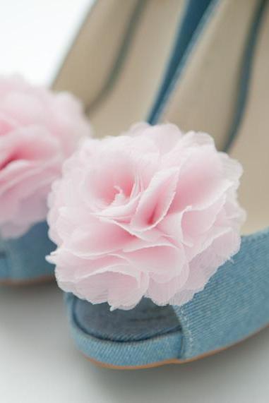 SALE-Chiffon flower shoe clips for bridal wedding