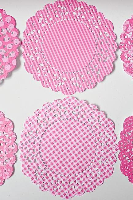 Parisian Lace Doily Berry Sorbet for Scrap booking or card making / pack 