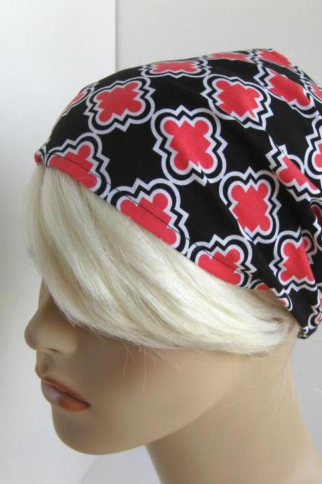 Headband Women&amp;amp;amp;#039;s Black Coral Pink White Geometric Head Wrap Puzzle Shapes Geo Bandana