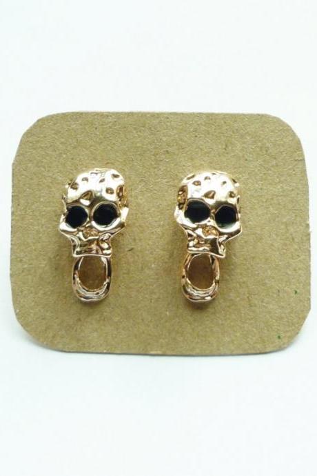 The Scream Skull Light Rose Solid Gold/Pink Gold Plated Earring/Ear Stud- Gift under 10
