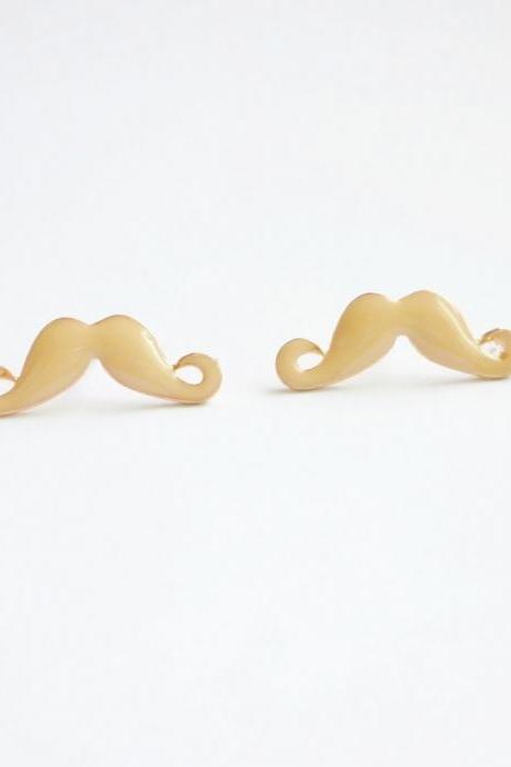 25 mm - Large Sexy Tan Nude Mustache Stud Earrings - Gift under 10