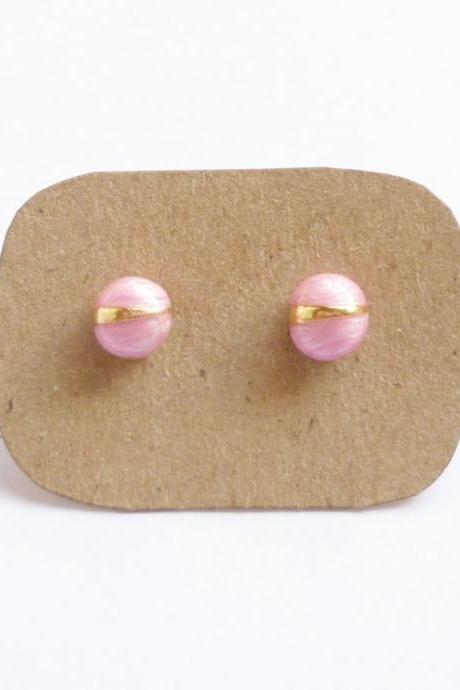 Pink Bug Stud Earrings - Gift under 10
