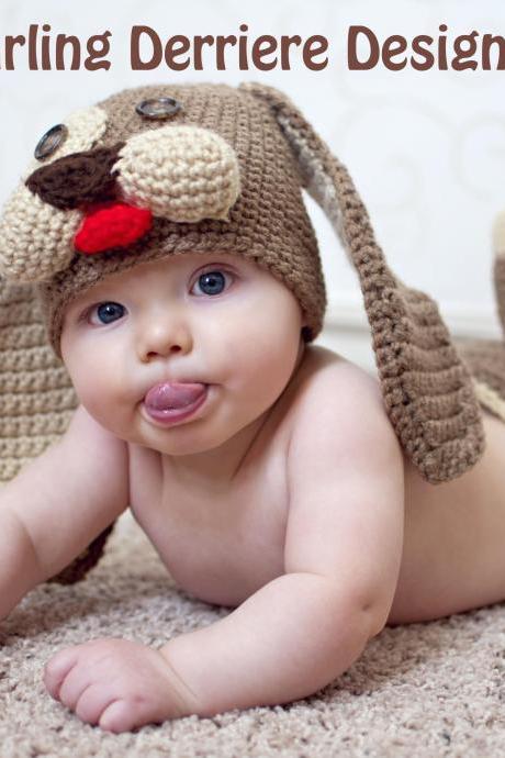 Baby Puppy Hat and Diaper Cover Crochet Pattern PDF