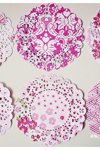 6 Parisian Lace Doily Love Story Mixed pattern paper / pack 