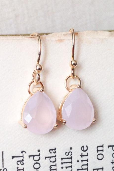 ICY PINK glass drop gold plated earring