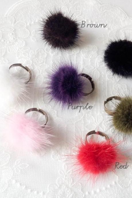 Colorful Fur Rings-your Color Choice