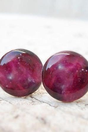 Nebula Earrings Studs Posts in Pink Purple, Planet Earrings, Space Studs