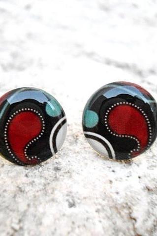 Geometric Earrings studs posts White Blue Brown Red, Special Gift