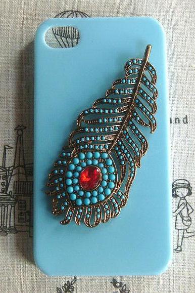 Steampunk Peacock Feather hard case For Apple iPhone 4 case iPhone 4s case cover