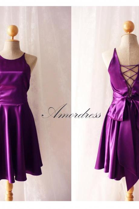 Party Queen Purple Violet Party Dress Bodice Open Back Dress Backless Vintage Inspired Prom Wedding Dinner Bridesmaid Evening Night Dress