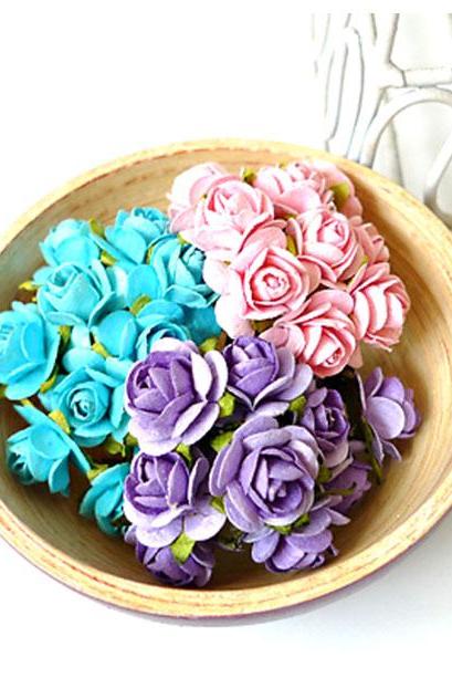 Mulberry Rose Buds paper flower mixed color / pack 