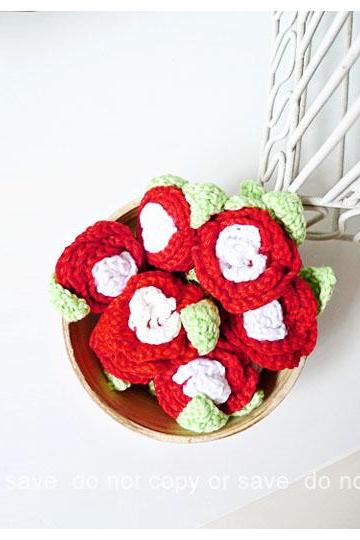 2 Flower Crochet Applique With Leaves / Pack