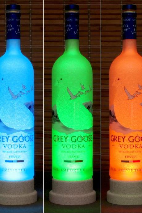 Grey Goose Vodka Color Changing LED Remote Controlled Bottle Lamp/Bar Light Bodacious Bottles-