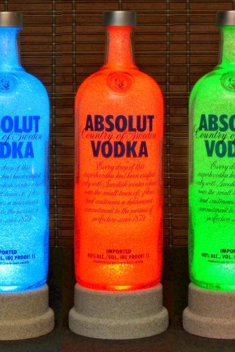 Absolut Vodka Color Changing LED Remote Controlled Bottle Lamp Bar Light Bodacious Bottles