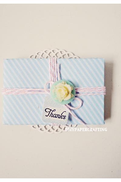 6 tiny Spring Rain light blue envelope / pack 