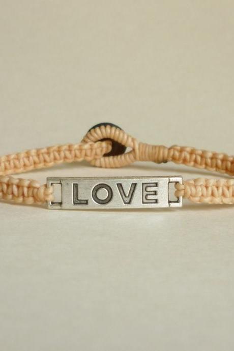 Love Tag in Tan Bracelet - Unisex - Gift for Him - Friendship Bracelet - Gift under 15