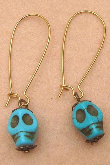 Turquoise Skull Earrings