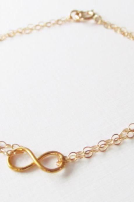 Mini Infinity Bracelet, 14kt Gold Filled Bracelet, Gift for Her