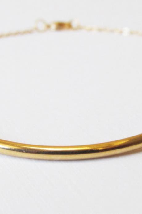 Dainty Beaded Bar Gold Bracelet, 14kt Gold Filled Bracelet, Gift for Her