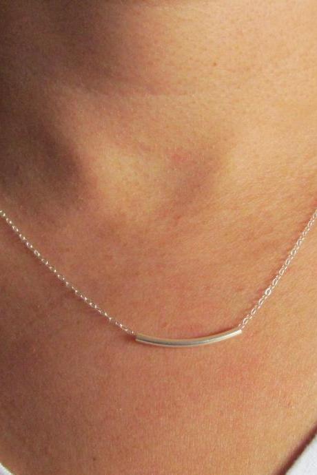 Sterling Silver Bar Necklace, Sterling Silver Necklace