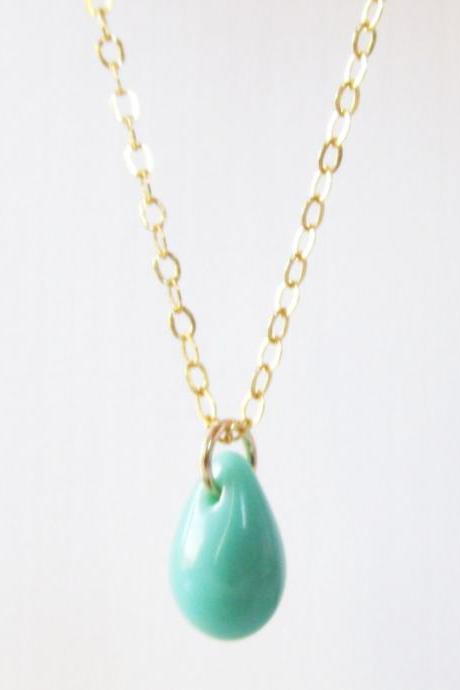 Turquoise Drop Necklace, 14kt Gold Filled Necklace, Gift for Her
