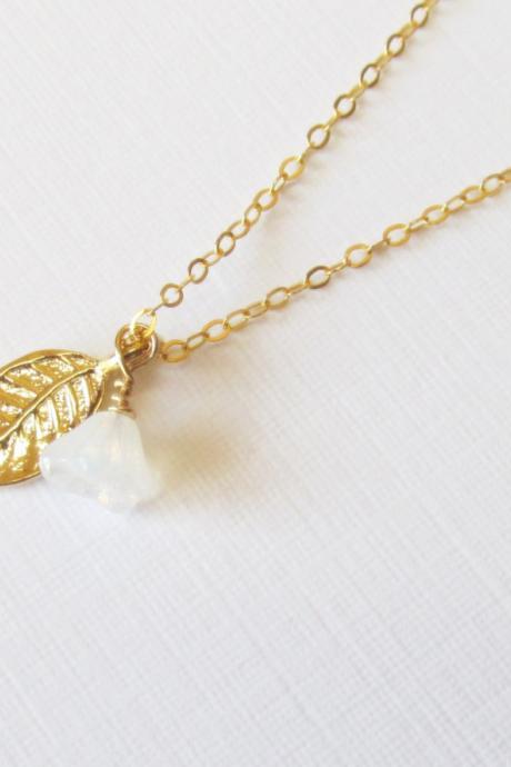Gold Leaf Necklace, Gold Filled Necklace Gift for Her