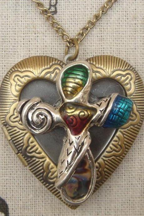 Steampunk Cross Locket Necklace Vintage Style Original Design