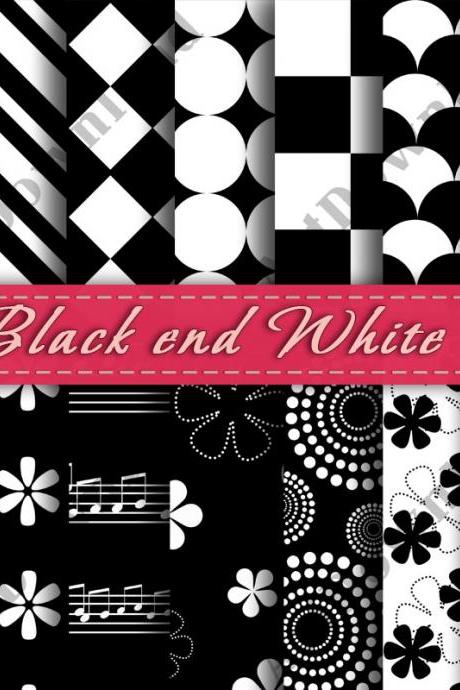 Black And White Digital Scrapbooking Paper Cardmaking Digital Background Printable Digital Downloads Scrapbooking Paper