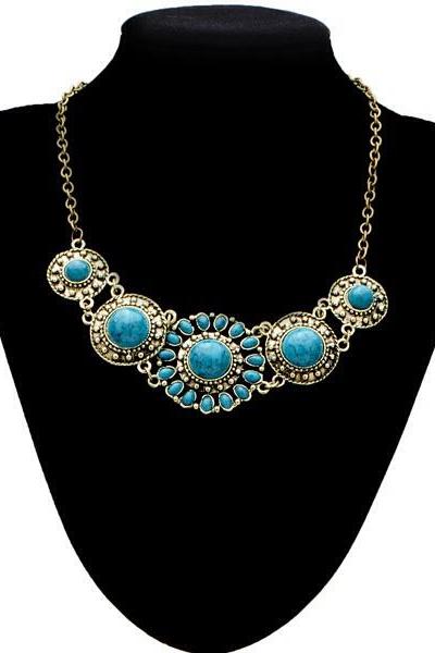 vintage blue bronze necklace