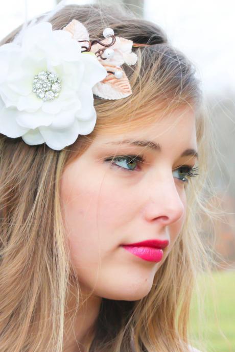 bridal flower hair crown, woodland wedding