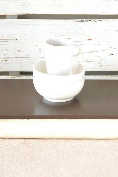  I- Pad stable table or Laptop Lap Desk without edges - Greyish brown with Ivory linen pillow- Custom Order