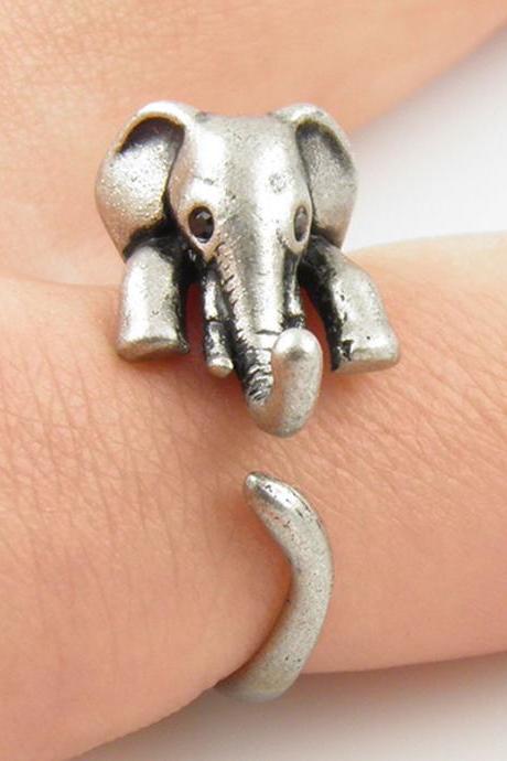 Silver Elephant Wrap Ring