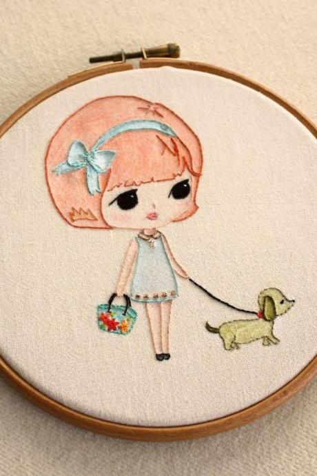 Embroidered Walking The Dog Pdf Pattern