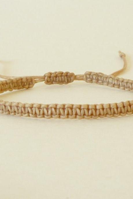 Simple Single Line Tan Friendship Bracelet / Wristband - Gift under 5 - Adjustable Bracelet