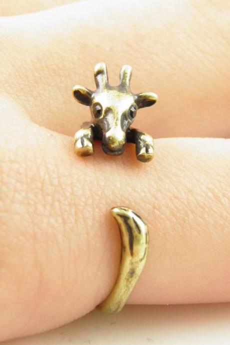 Gold Giraffe Animal Wrap Ring