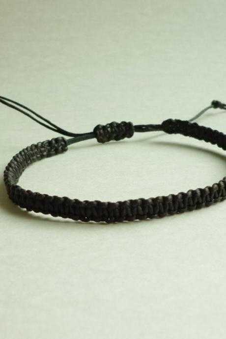 Simple Single Line Black Friendship Bracelet / Wristband - Customized Bracelet - Gift under 5 - Adjustable Bracelet
