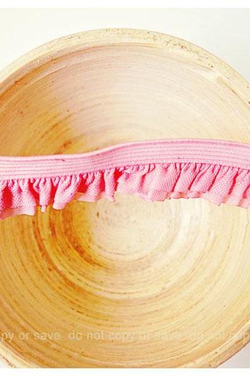 Elastic double layer pink ruffles ribbon 