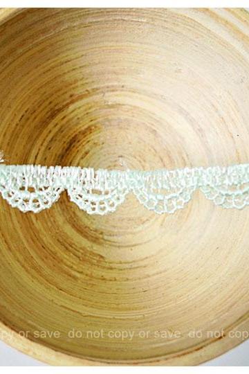 Scallop lace mint cotton trim 
