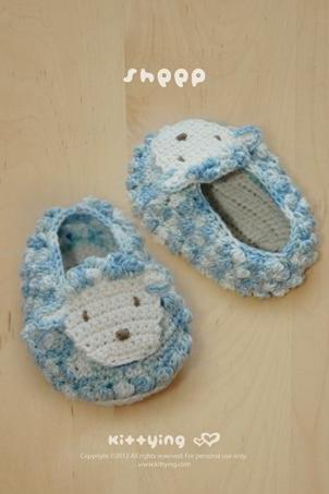 Sheep Baby Booties Crochet PATTERN, SYMBOL DIAGRAM (pdf) by kittying