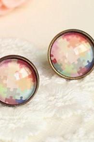 Color candy color puzzle time earrings
