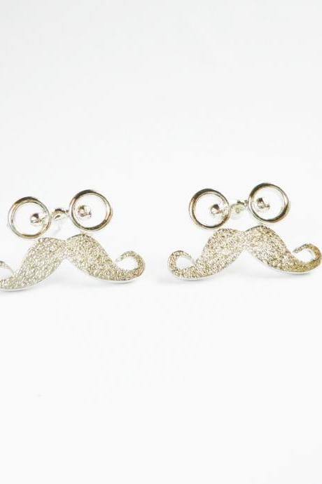 Glasses and Mustache Stud Earrings - Gift for Her - Gift under 10