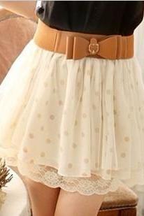 Fashion Nice Lace Wave Point Skirt （Without Belt）
