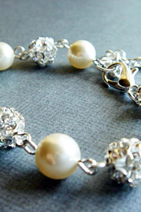 Carolyn Dazzling Swarovski Pearl Bridal Bracelet