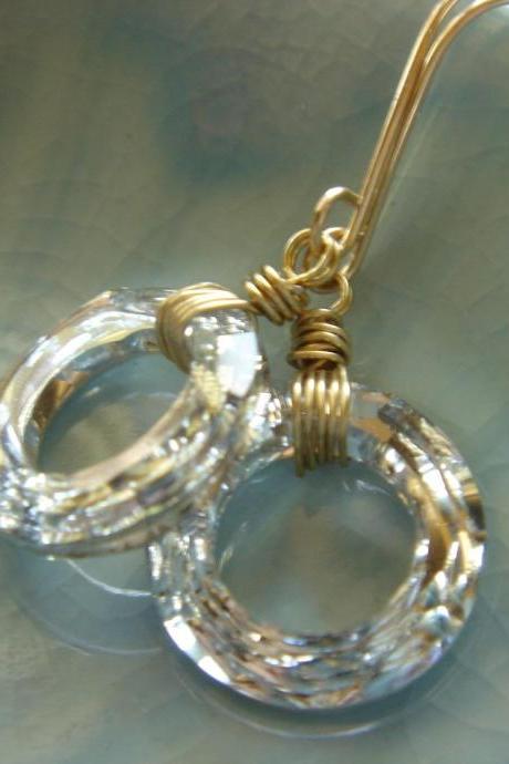 Silver Swarovski Crystal Hoop 14k Gold Filled Earrings